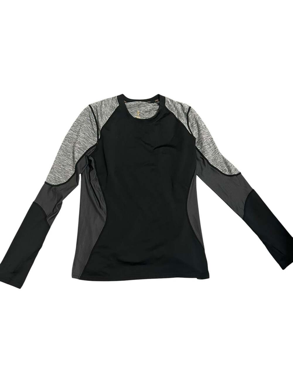 SHE Outdoor Black and Gray Long Sleeve Athletic Shirt with Thumb Holes